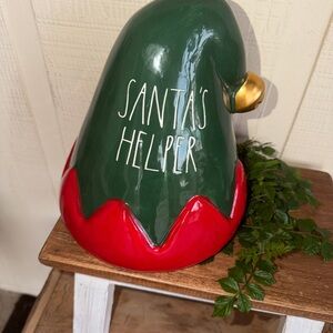 New Rae Dunn Santa's Helper Hat - Green, Red, and Gold